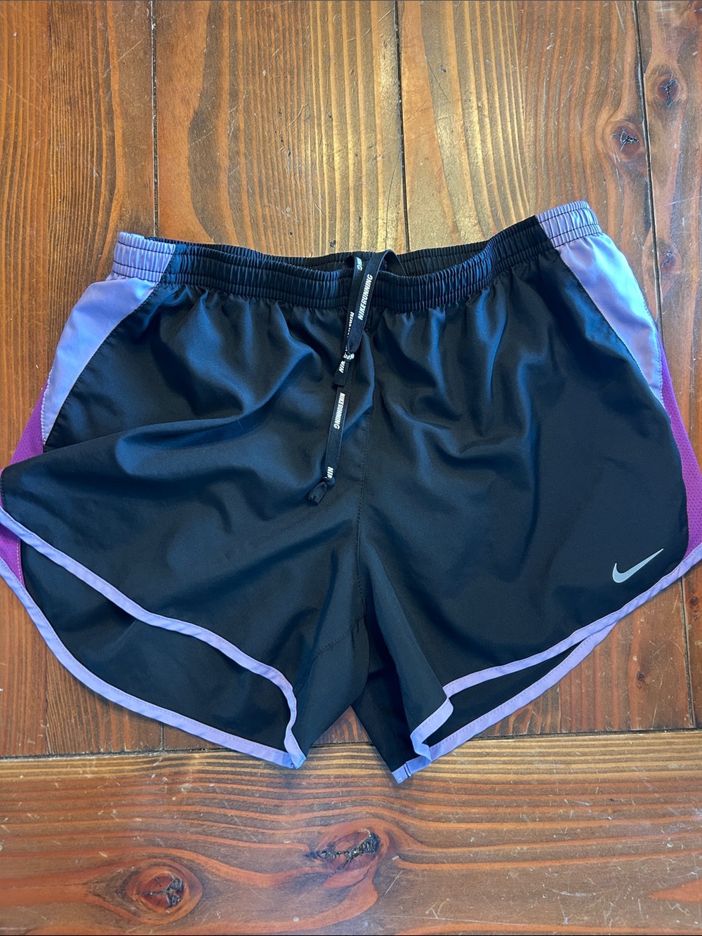 Nike Women’s Black Athletic Shorts with Lavender Trim
